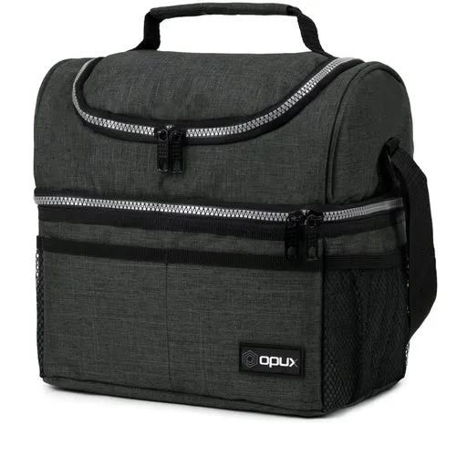 Flip-top Double Deck Insulated Lunch Box - 16 Cans - Heather Charcoal