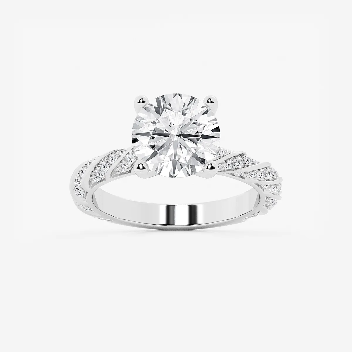 Jane 6 2/5 Ctw Round Lab Grown Diamond Ribbon Engagement Ring Platinum, E, Vs1