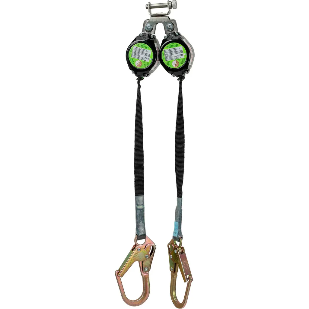 Peakworks Leading Edge Self Retracting Lifeline Twin Leg Ladder Hooks 7-1/2'l