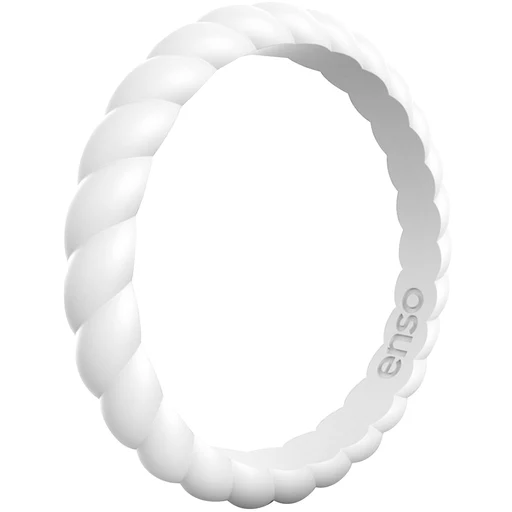 Enso Rings Braided Stackables Series Silicone Ring - White/7