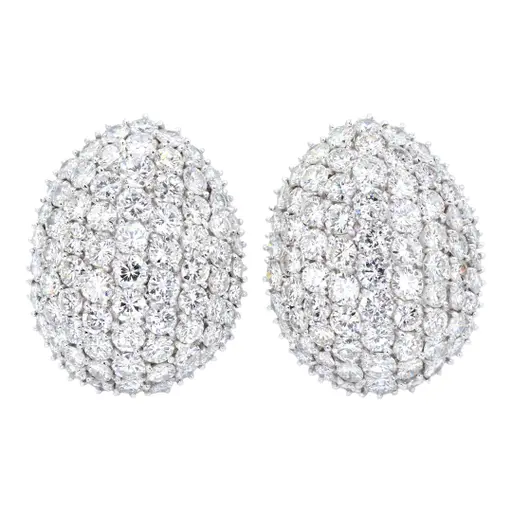 Platinum Diamond Earrings Womens Omega Back Luxe Old Money Glam