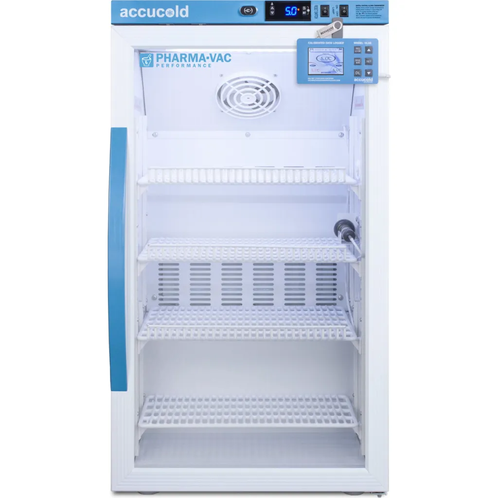 Accucold Counter Height Vaccine Refrigerator, 3 Cuft, 19"w X 19"d X 34"h, Glass Door