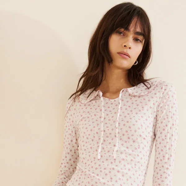 Long-sleeve Pointelle Top