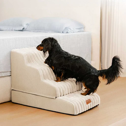 2 In 1 Fluffy Plush Sponge Detachable Pet Stair＆bed - Creamyramp