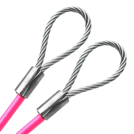 43ft Order To Size 1/4 Galvanized Steel Cable Pink Vinyl Coated To 3/16 With Loop Size Made To Order In Usa - 12in/12in