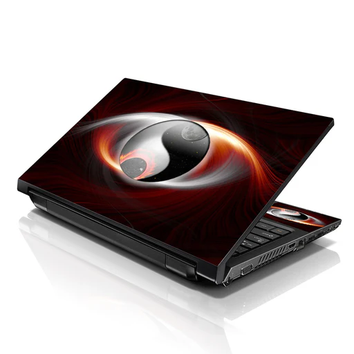 Laptop Notebook Skin Decal With 2 Matching Wrist Pads - Ying Yang Earth & Moon - 13"