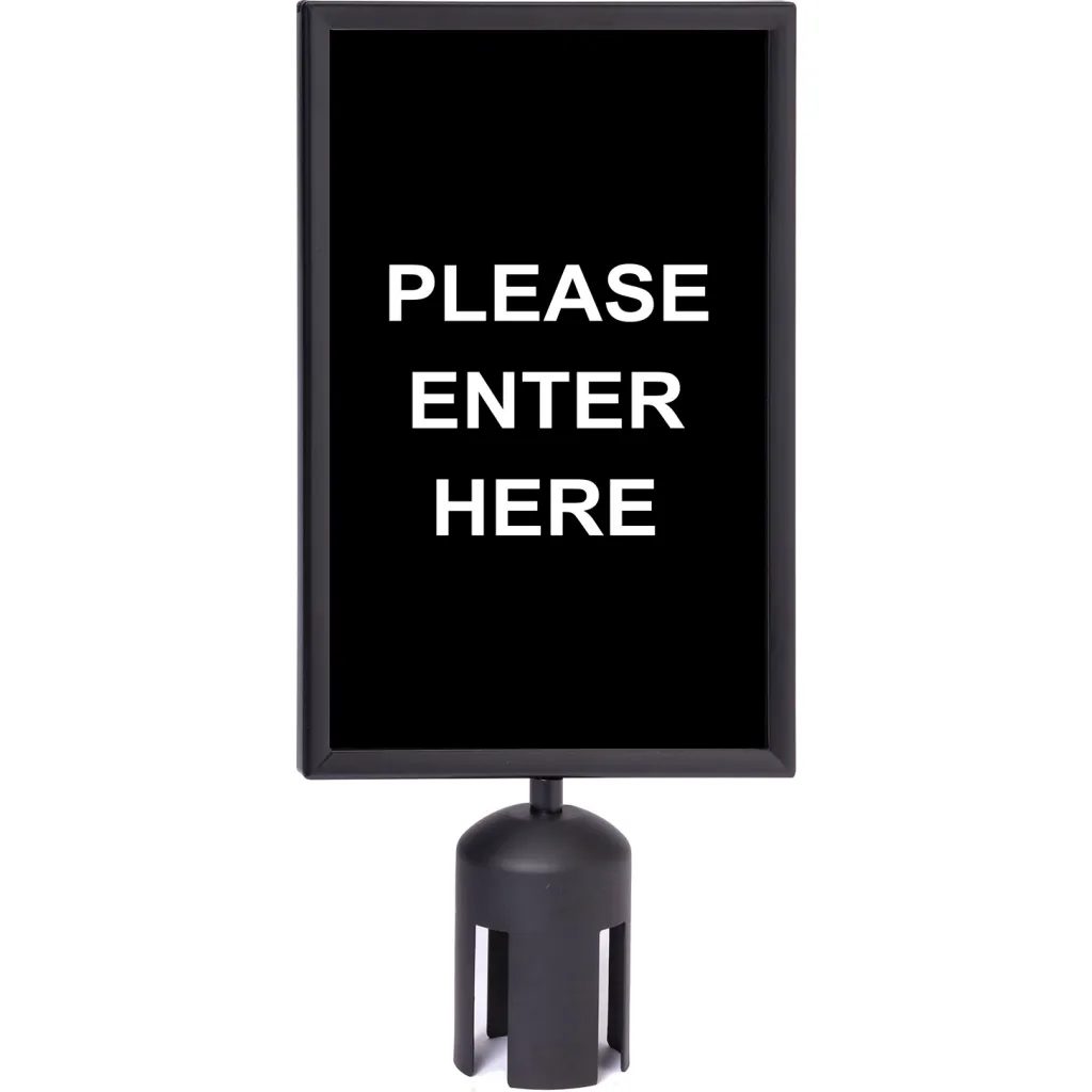 Queue Acrylic Sign, Double Sided, "please Enter Here", 7"wx11"h, Black/white