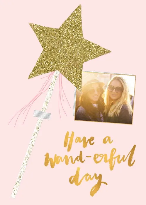 Photo Upload Birthday Card Sparkly Card Wand