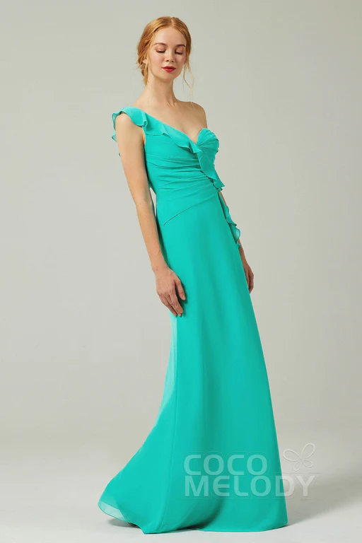 Sheath-column Floor Length Chiffon Bridesmaid Dress Cb0324 - Steel Grey
