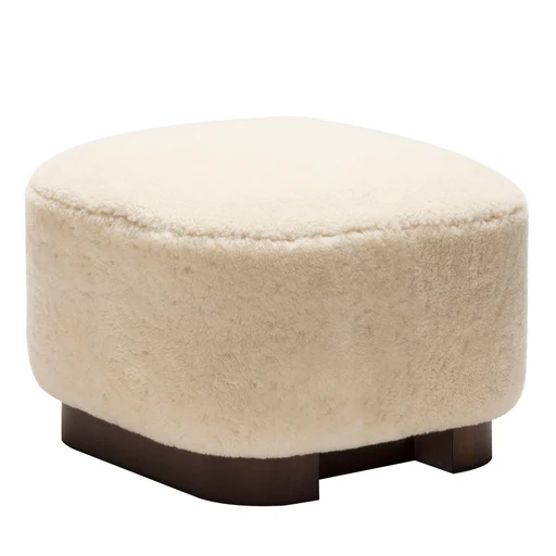 Lloyd Cream Wood Low Pouf