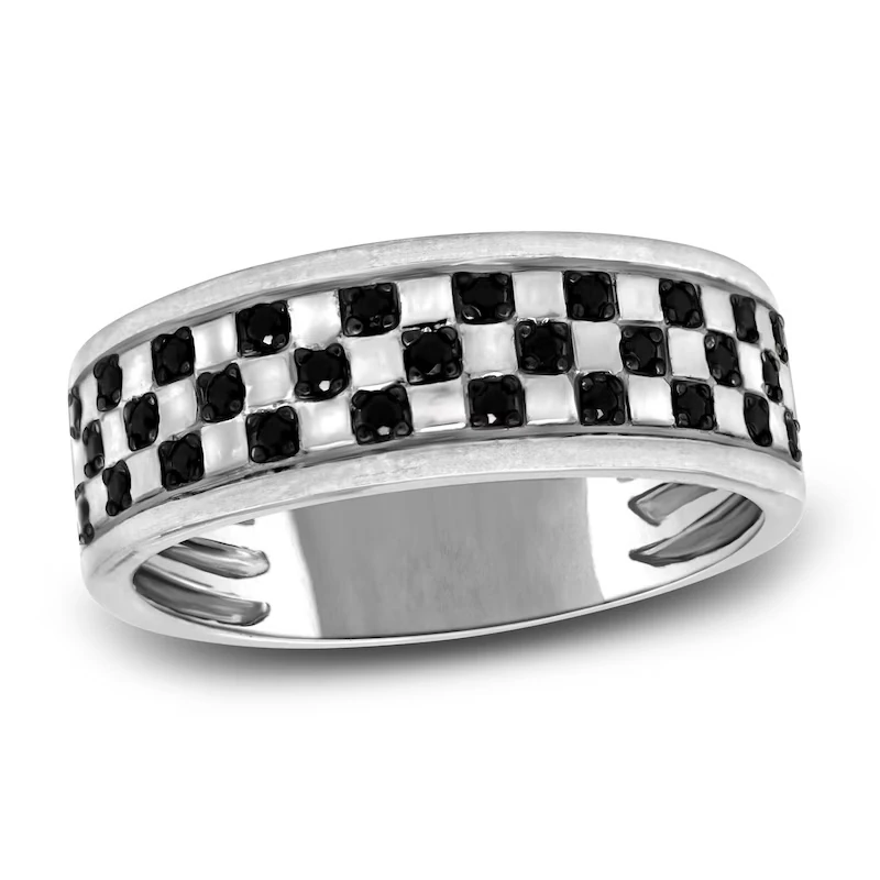 Men's Black Diamond Anniversary Ring 1/4 Ct Tw Round 14k White Gold