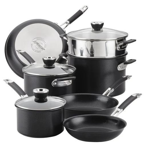 10pc Anolon Smartstack Hard Anodized Nesting Cookware Set