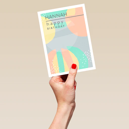 Personalised Editable Pastel Graphic Birthday Card - Large