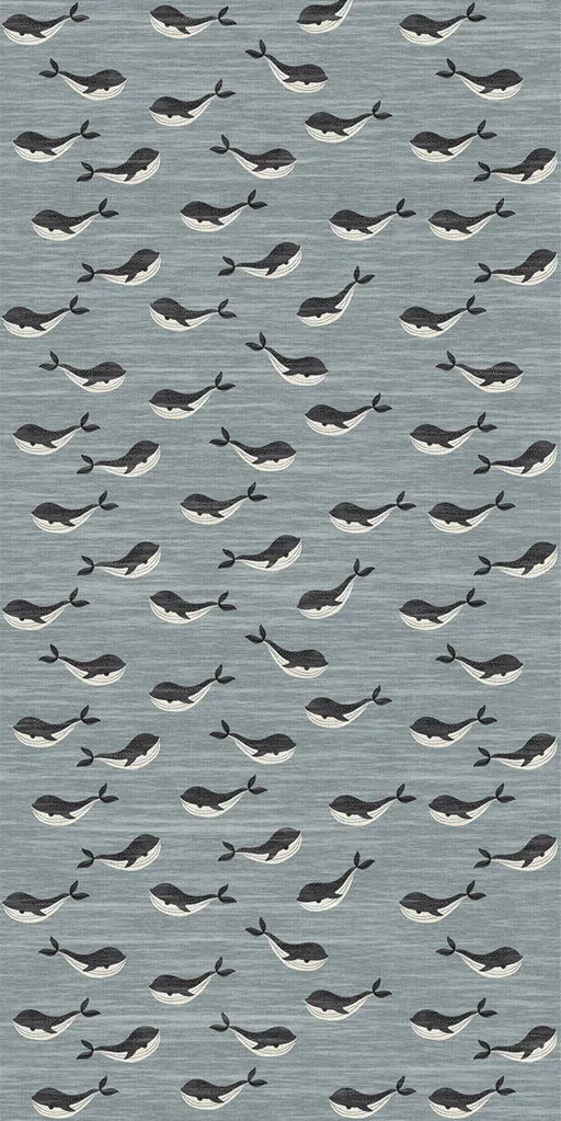Whales Vinyl Mat - 6'x9'/blue