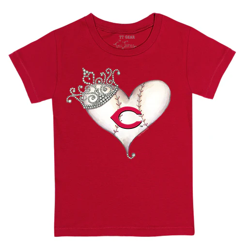 Cincinnati Reds Tiara Heart Tee Shirt - 2t/white