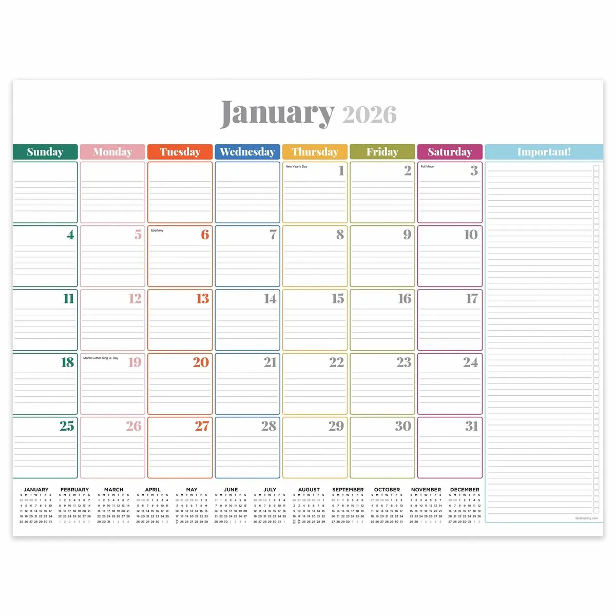 Rainbow Blocks Large Desk Pad 2026