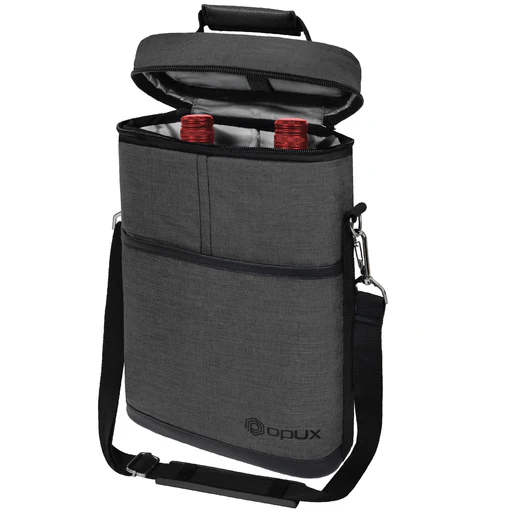 2 Bottle Wine Carrier Bag - Charcoal/black