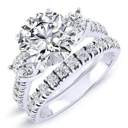 Primrose - Round Lab Diamond Bridal Set (igi Certified) - 14k White Gold/2.50 Ct Center - 3.56 Ct Total Weight/clarity Vvs2 | Color E