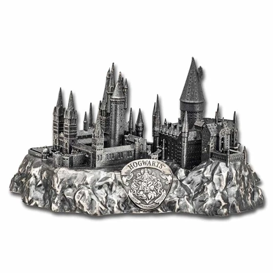 Samoa 5 Oz Silver Harry Potter Hogwarts Castle Shaped Coin
