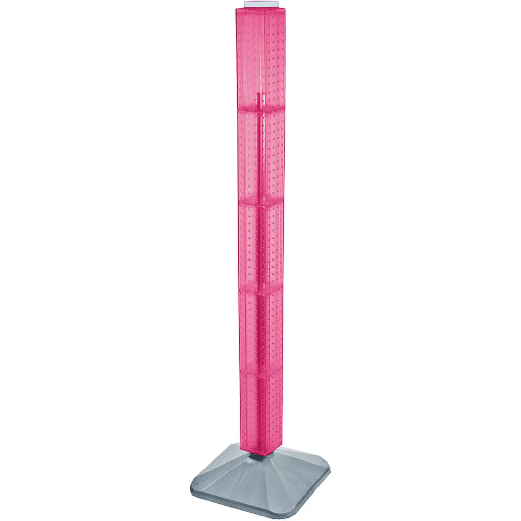 Global Approved 700225-pnk 48" Pegboard Revolving Floor Display, 4-sided, Pink Translucent ,1 Piece
