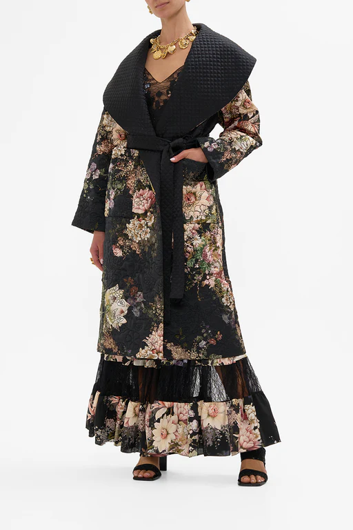 Quilted Long Wrap Coat Dynasty Daze