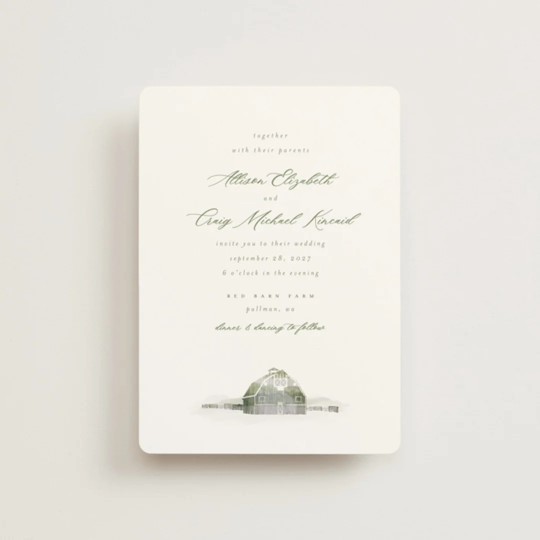 Rustic Barn Petite Wedding Invitations