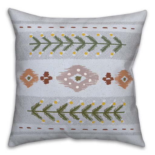 Aztec Pattern Indoor / Outdoor Throw Pillow - Blue/18x18