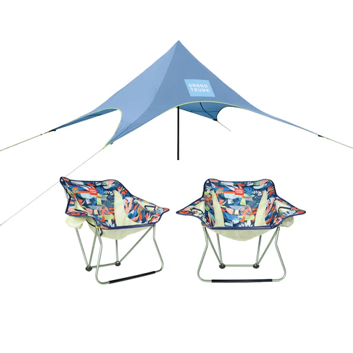 Ultimate Beach Bundle: Shadecaster 2 & Stonefly Chairs - Storm/dark Tropic
