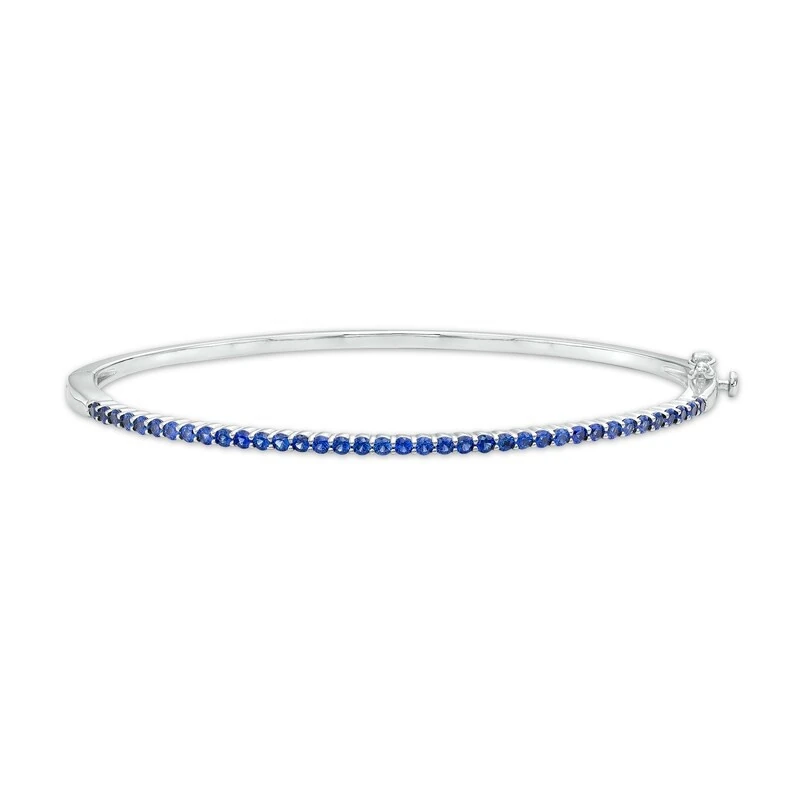 Blue Lab-created Sapphire Bangle In Sterling Silver – 7.25"