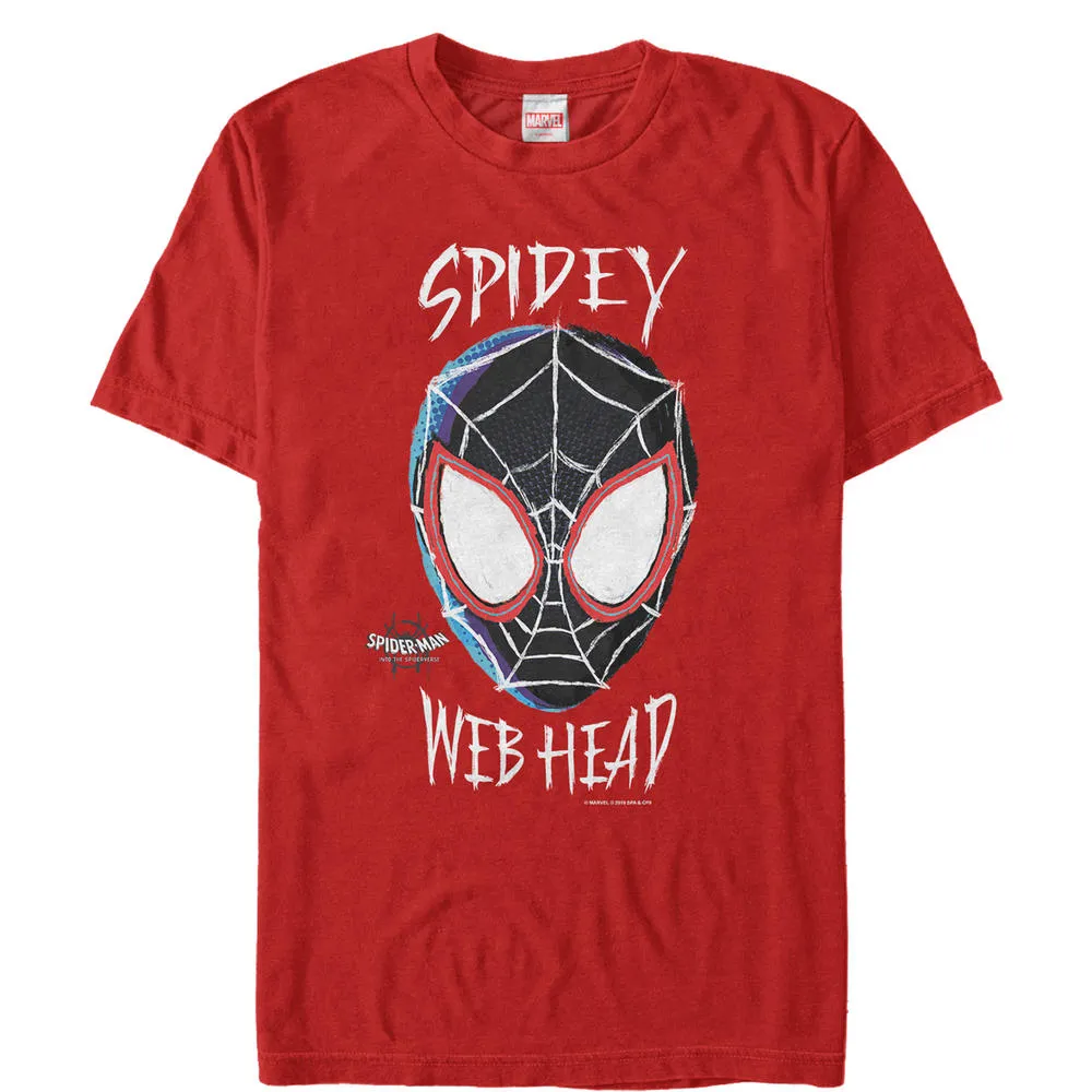 Marvel Men's Marvel Spider-man: Into The Spider-verse Web Head Graphic T-shirt