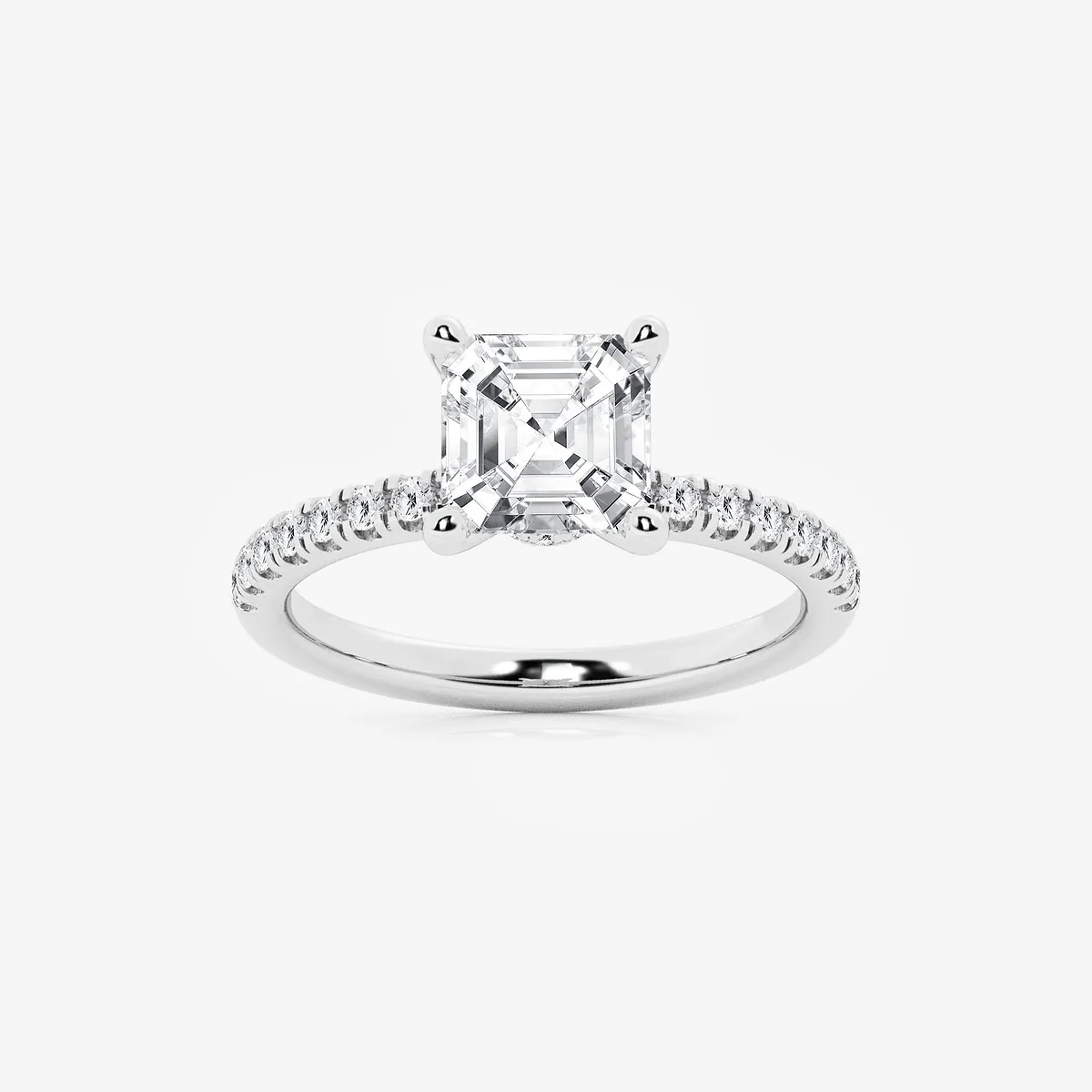 Shyra 2 1/2 Ctw Asscher Lab Grown Diamond Hidden Halo Engagement Ring Platinum, E, Vs1