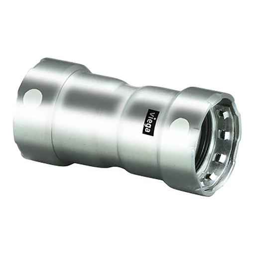 Viega Megapress 1-1/2" Stainless Steel 304 Coupling W/stop - Double Press Connection - Smart Connect Technology | 95300