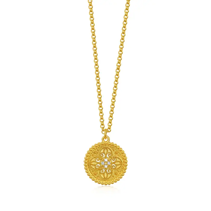 'the Oriental' 999.9 Gold Diamond Four Harmonious Joys Necklace