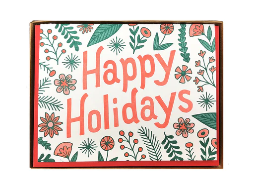 Happy Holidays Flora Greeting Card - Boxed Set Of 6