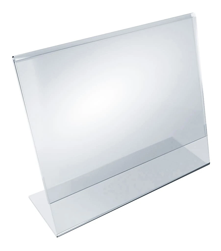 Acrylic Horizontal L-shaped Sign Holders, 8"h X 10"w X 3"d, Clear, Pack Of 10 Holders