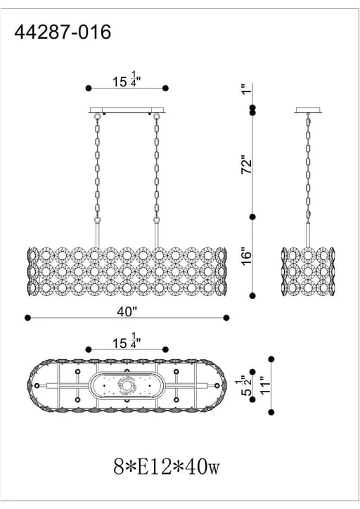 Eurofase Perrene Oval Chandelier Chrome