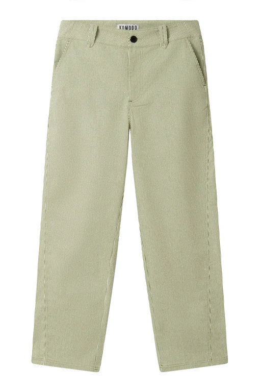 Makulu - Organic Cotton Trouser - Green Ticking Stripe