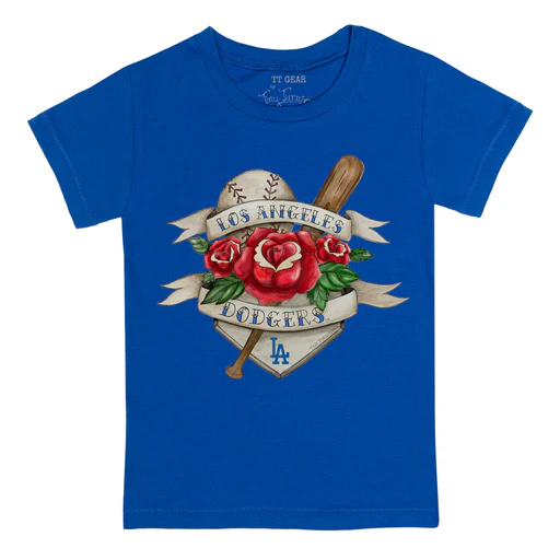 Los Angeles Dodgers Tattoo Rose Tee Shirt - Women's Large/white
