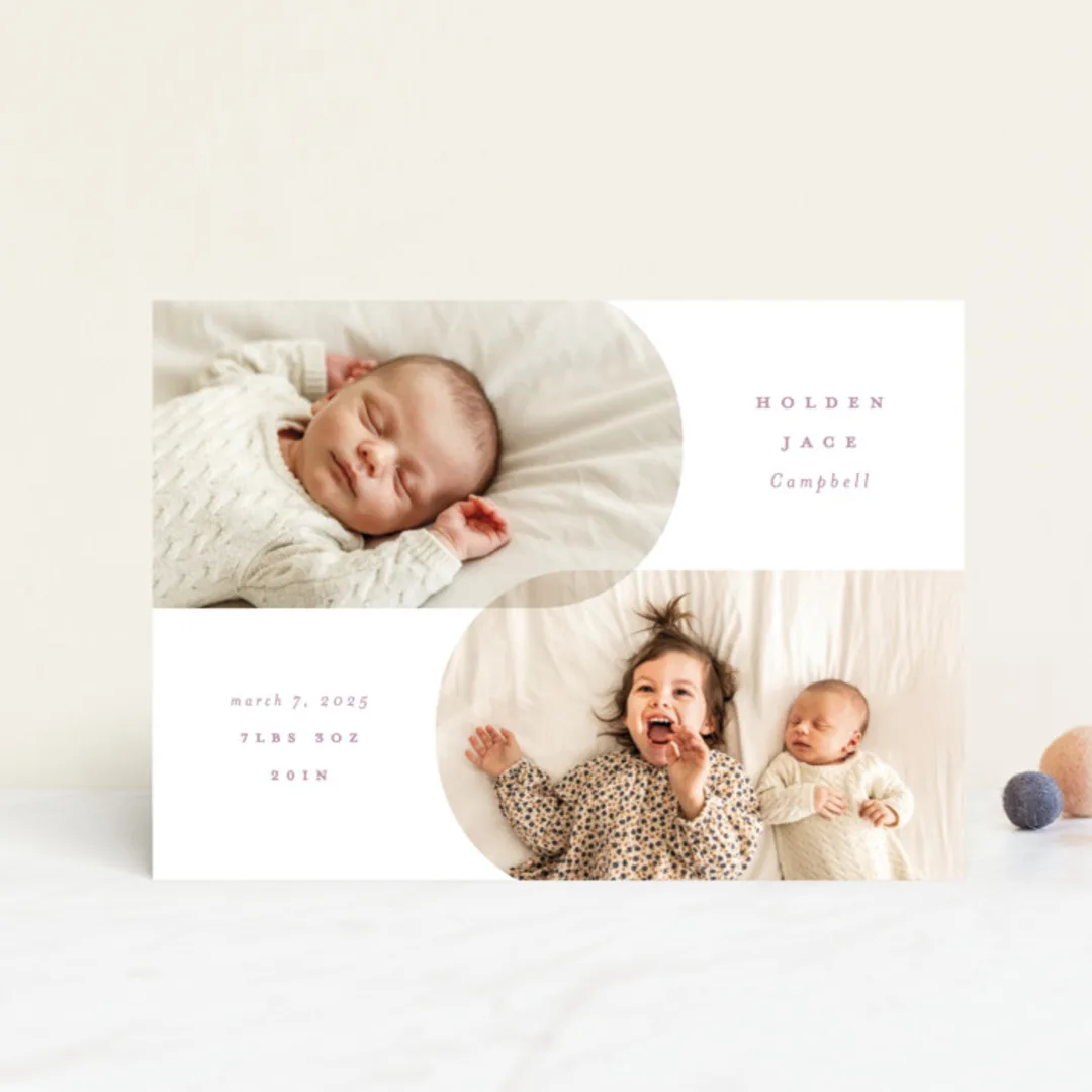 Overlap Birth Announcement Petite Cards By Brianne Larsen
