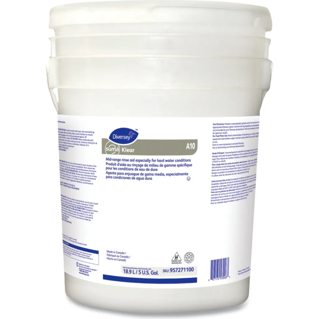 Diversey Suma Klear Rinse Aid Liquid Detergent Characteristic Scent 5 Gallon Pail