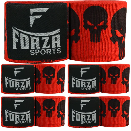 Forza Sports 180" Mexican Style Boxing And Mma Handwraps - 5-pack - Skulls Red