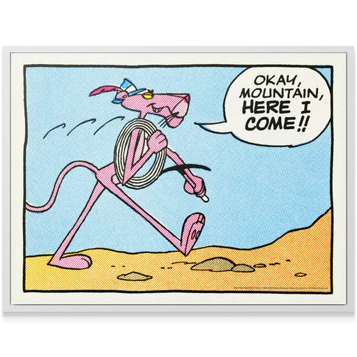 Pink Panther - Here I Come - 24 X 18/white Framed Canvas