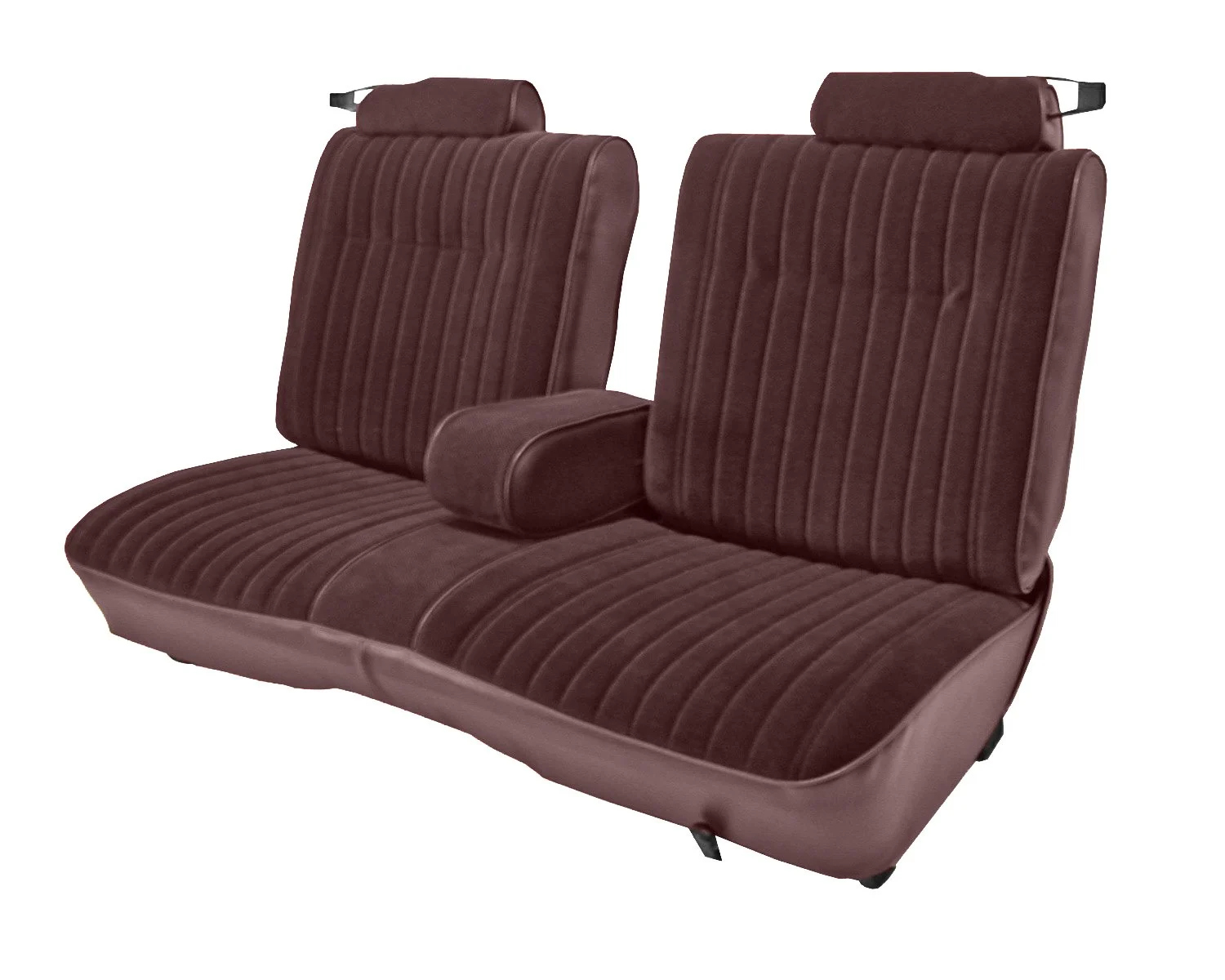 Jegs Front 50/50 Split Bench Seat Upholstery For 1981-1987 Chevy El Cam/gmc Caballero W/center Armrest [9 Vert. Pleats, Claret Vinyl]