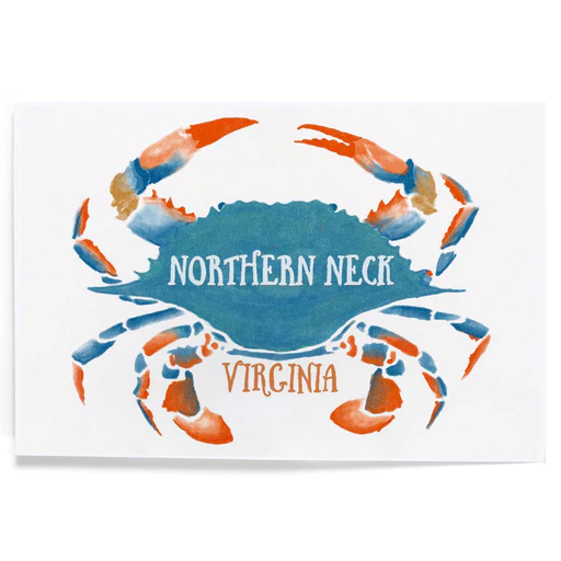 Northern Neck Virginia Blue Crab Watercolor Art Giclee Print