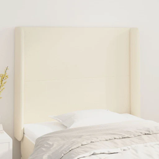 Testiera Ad Orecchio-testata Con Orecchie Crema 83x16x118/128 Cm In Similpelle