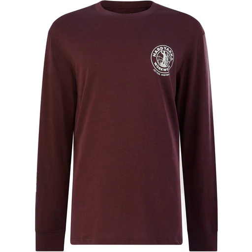 Hard Yakka Men Heritage Icon Long Sleeve Tee - Burgundy/s