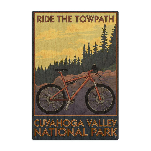 Cuyahoga Valley National Park, Ohio, Mountain Bike, Lantern Press Artwork, Wood Signs And Postcards - 10 X 15 Wood Sign