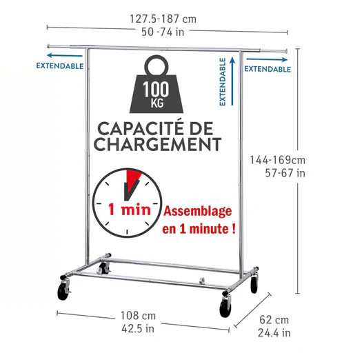 Tatkraft Drogo - Portant Vêtement Solide 100 Kg