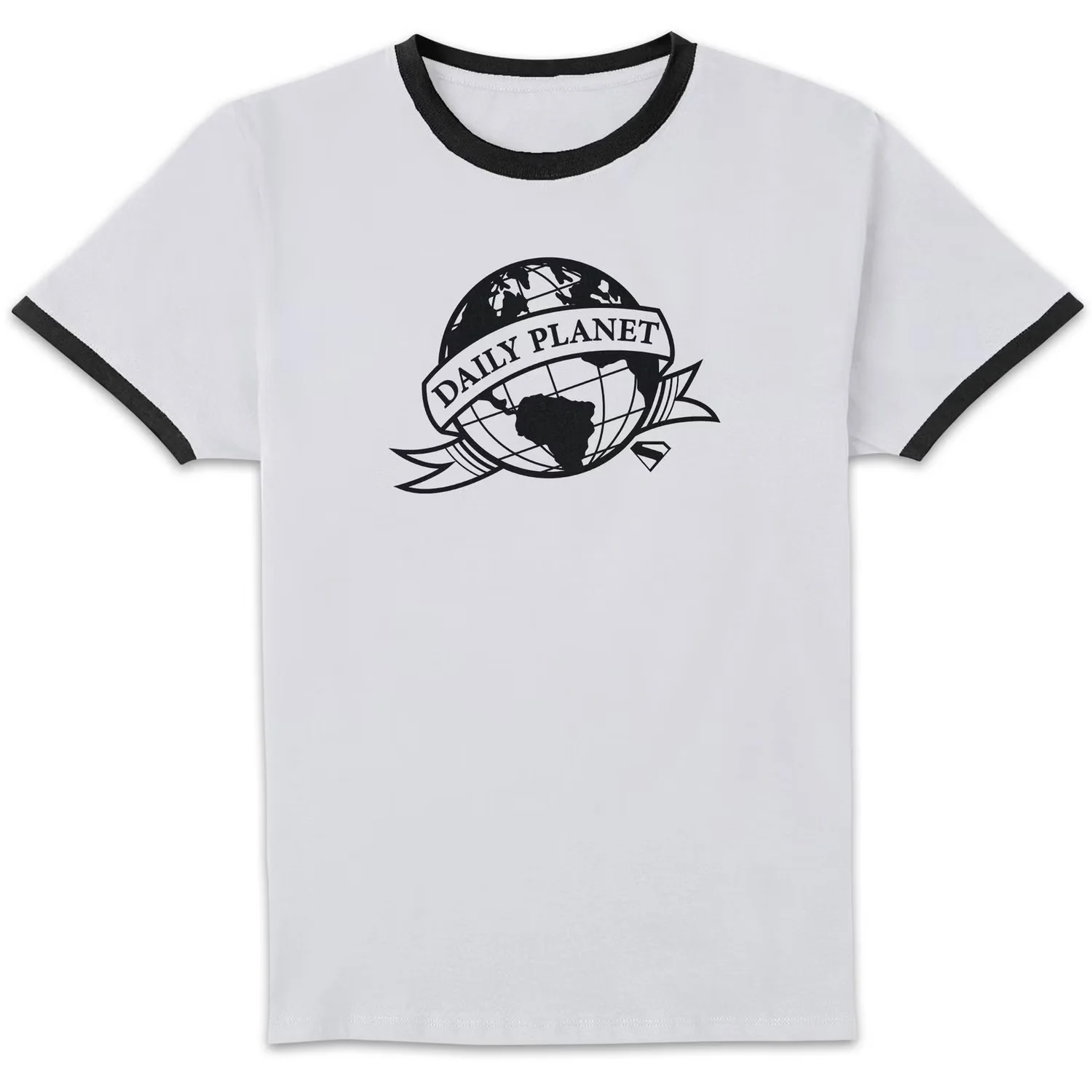 Dc Comics Superman Daily Planet Unisex Ringer T-shirt - White/black