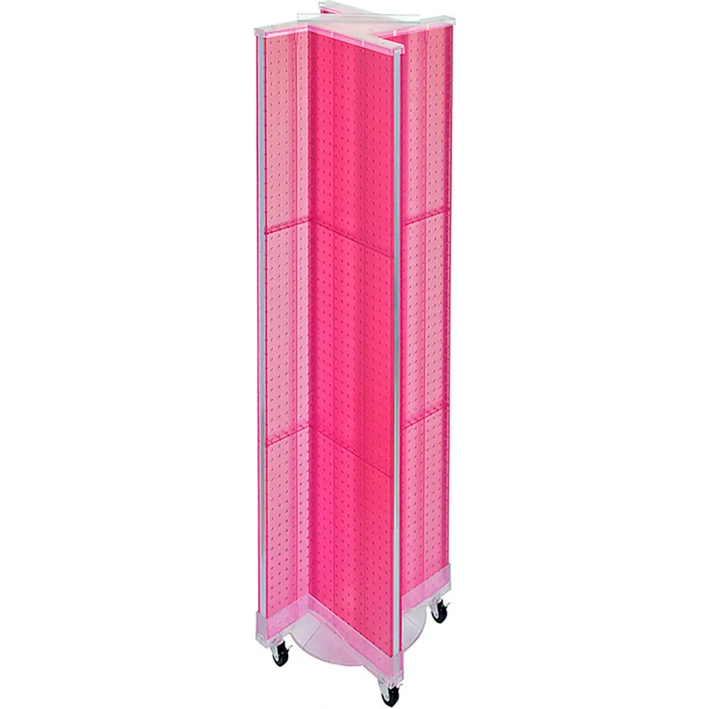 Global Approved 700461-pnk, Pinwheel Pegboard Display W/wheel Base, 13.5"w X 60"h, Pk, 1 Pc